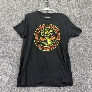 Bioworld Shirt Mens Large Black Cobra Kai Strike First No Mercy Graphic Tee